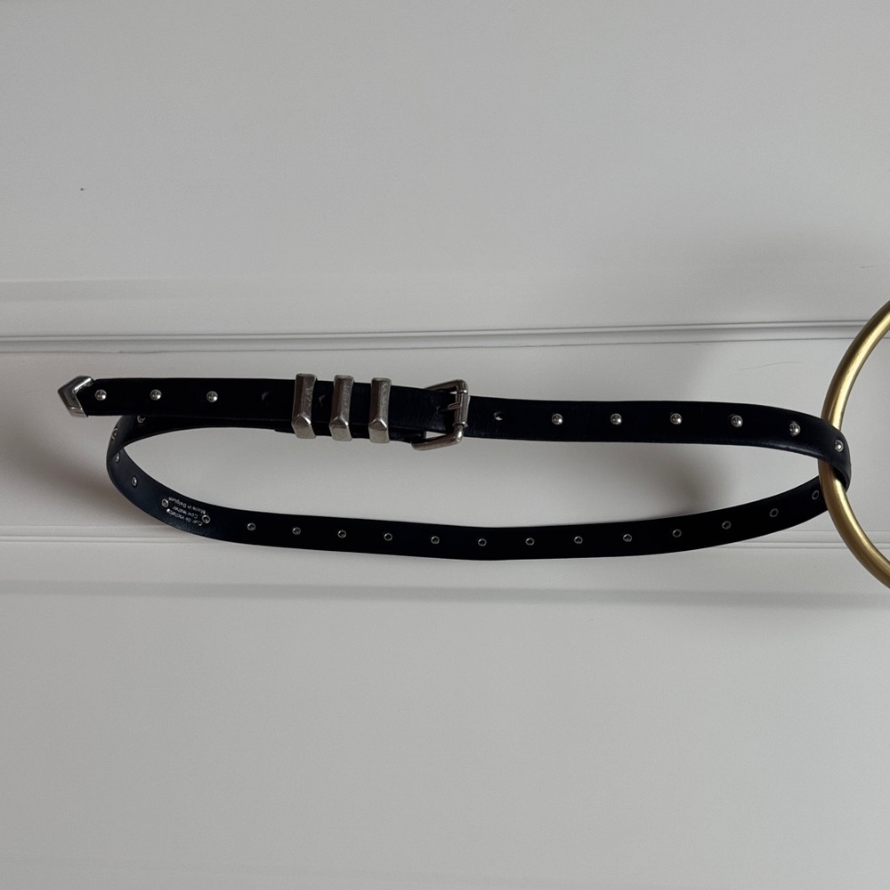 The Kooples Black Belt with Silver Accents
